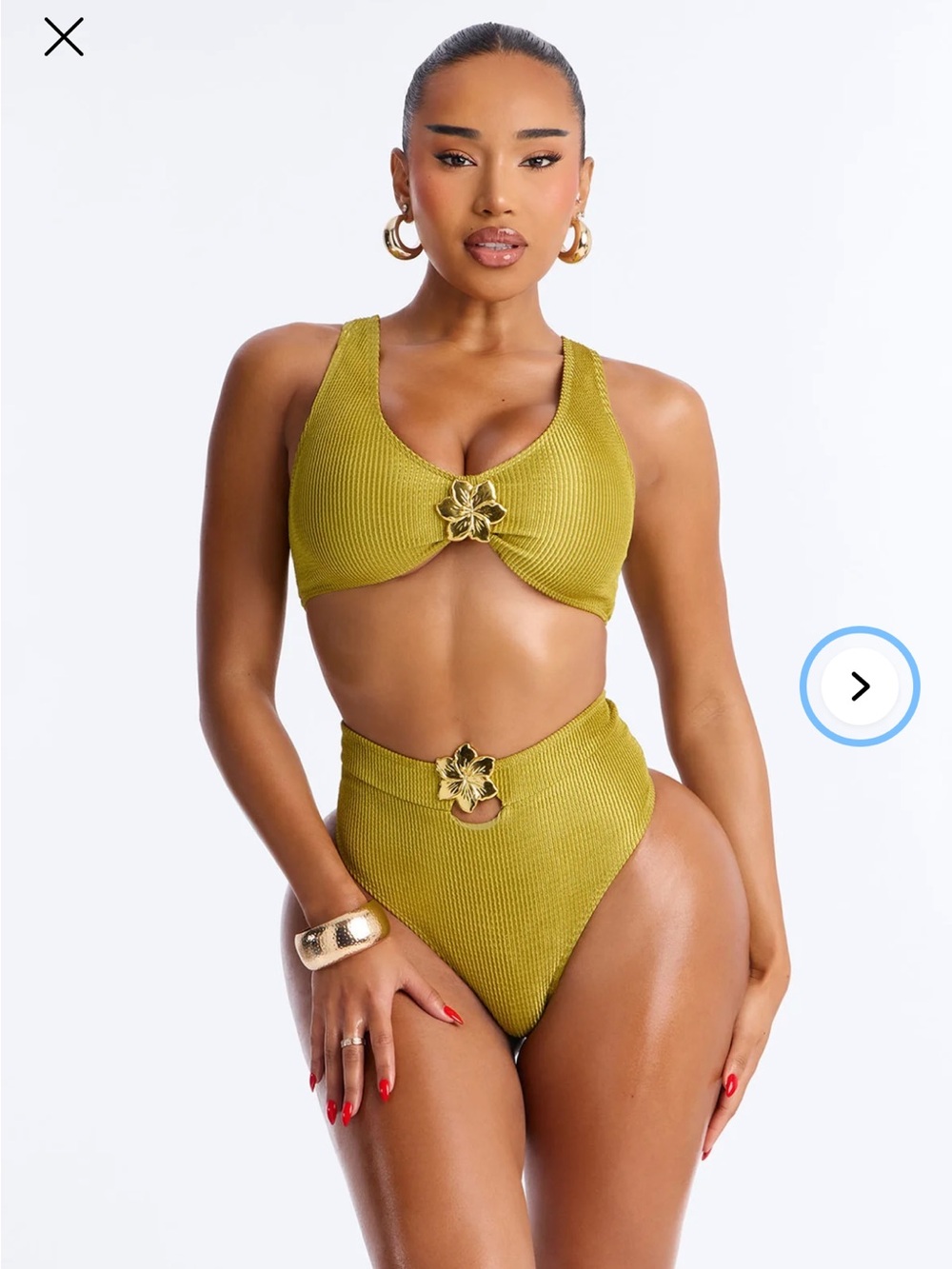 Fashion Nova Ribbed 2 Piece Green Bikini Swimsuit set